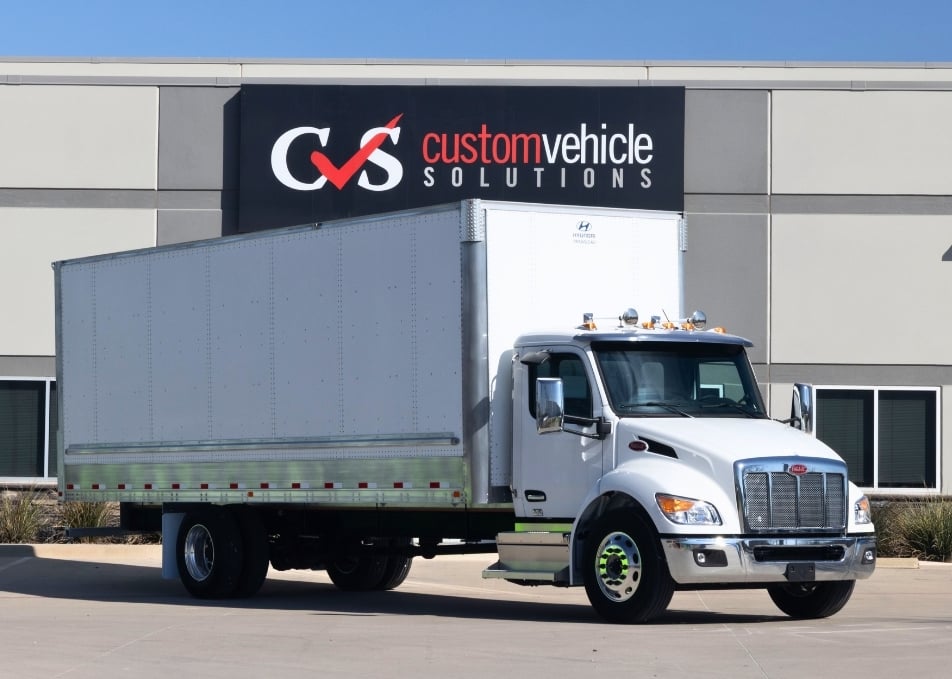 White Peterbilt truck with Hyundai van body/box truck body