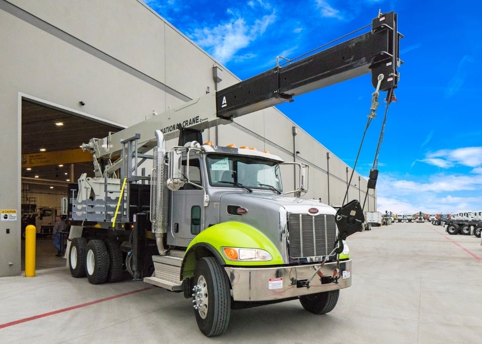 Material handle truck with National Crane boom truck crane