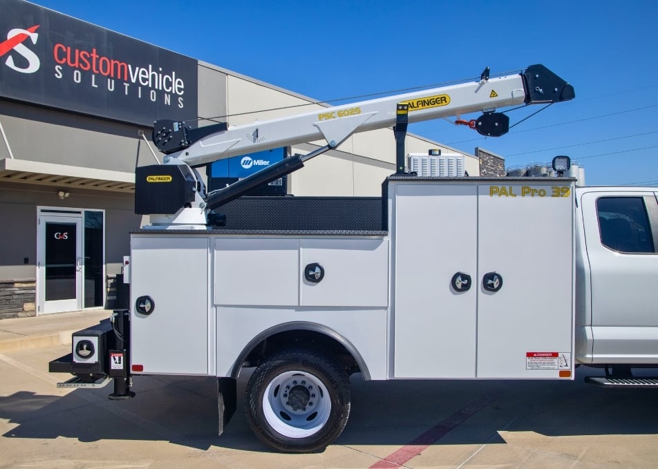 Close up of Palfinger Pal Pro 39 mechanics body with crane