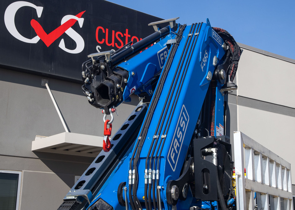 Close up of Fassi knuckle boom crane