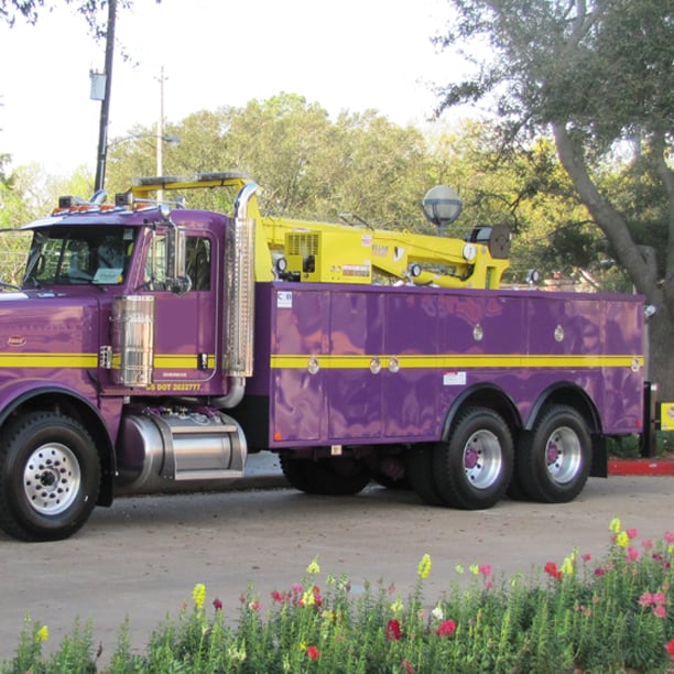 Purple custom-built truck