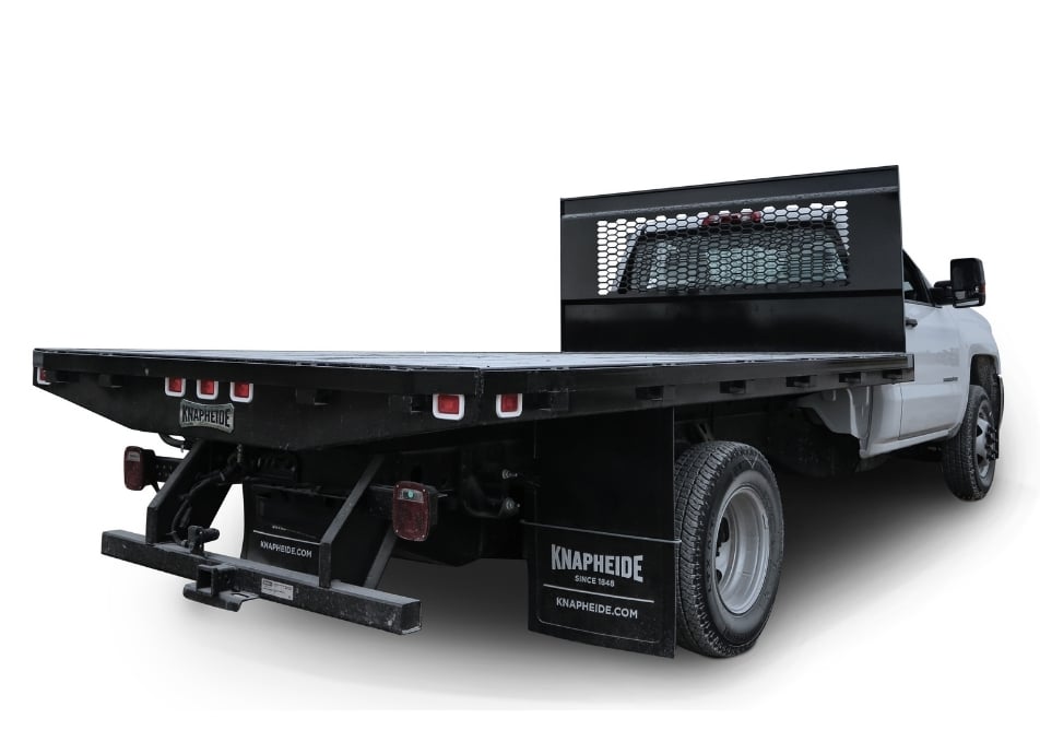 Back view of Ford truck with Knapheide flatbed body