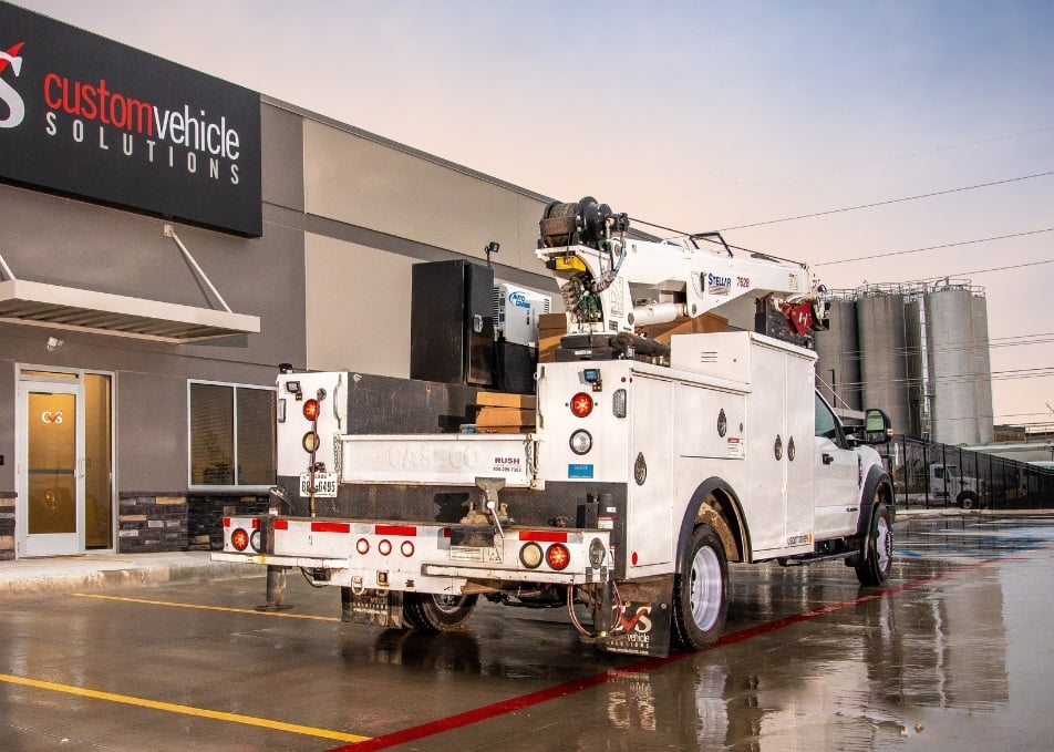 Back view of Palfinger service truck body