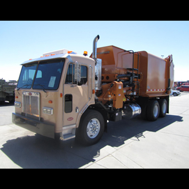 Brown garbage truck